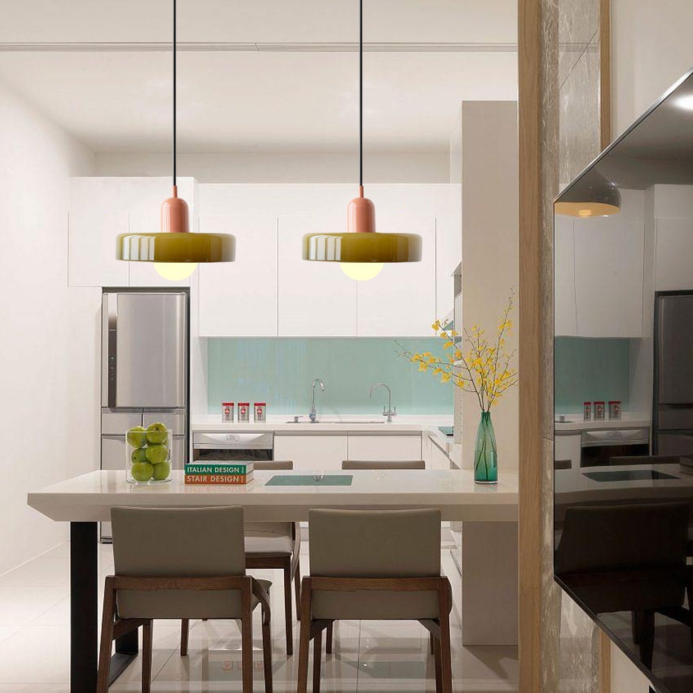 Vibrant Bauhaus-Inspired Glass Pendant Light
