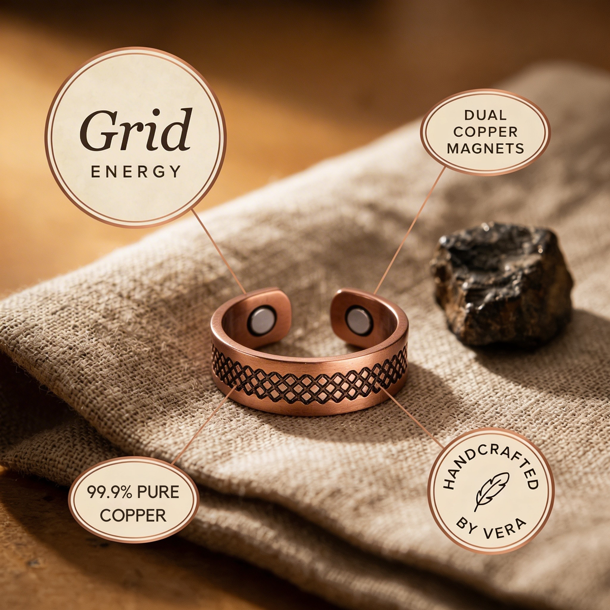 Harris' Grid Copper Ring
