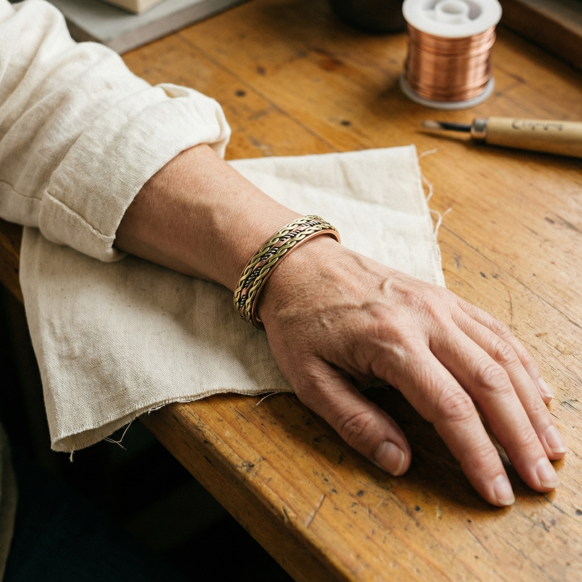 Harris' Weave Copper Bracelet