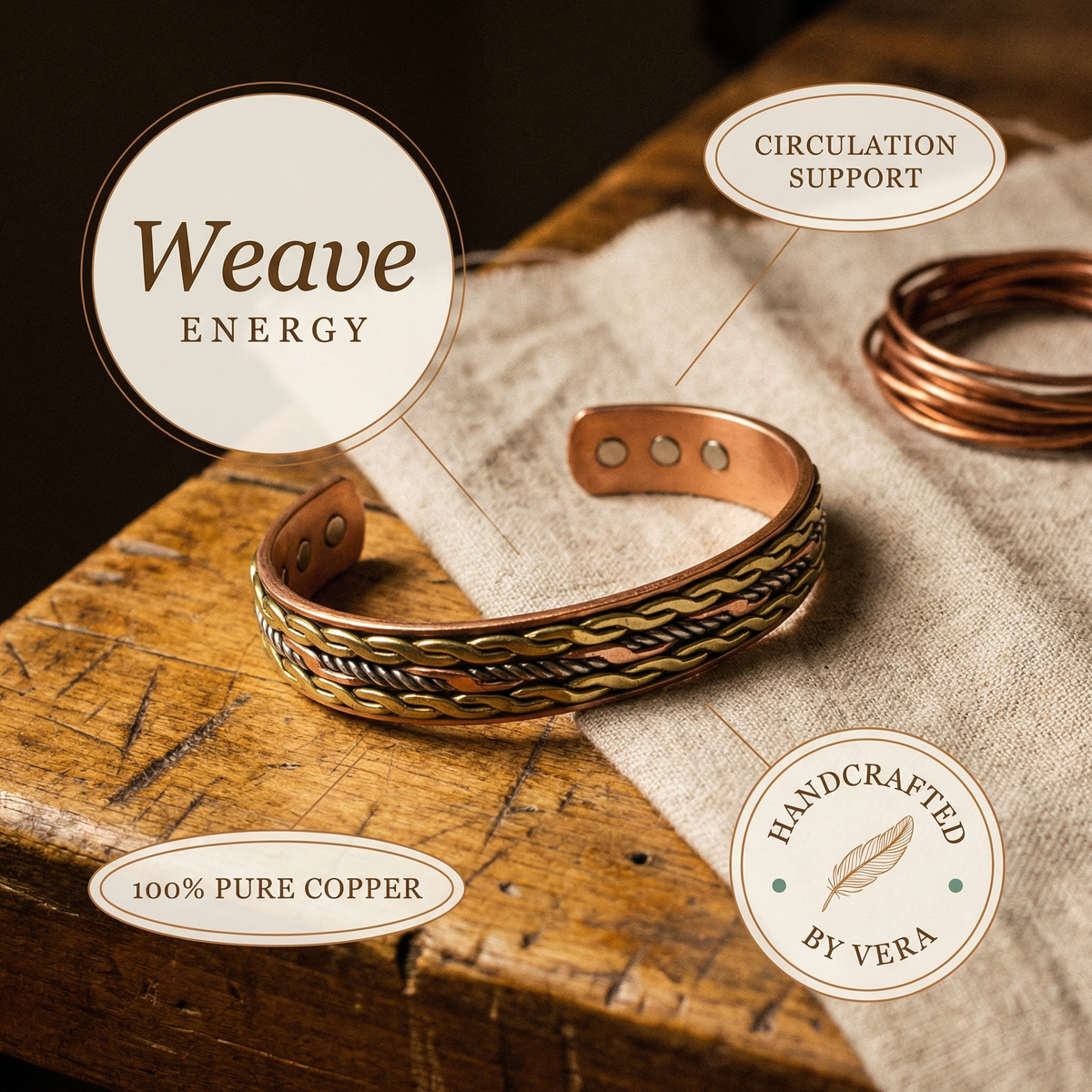 Harris' Weave Copper Bracelet