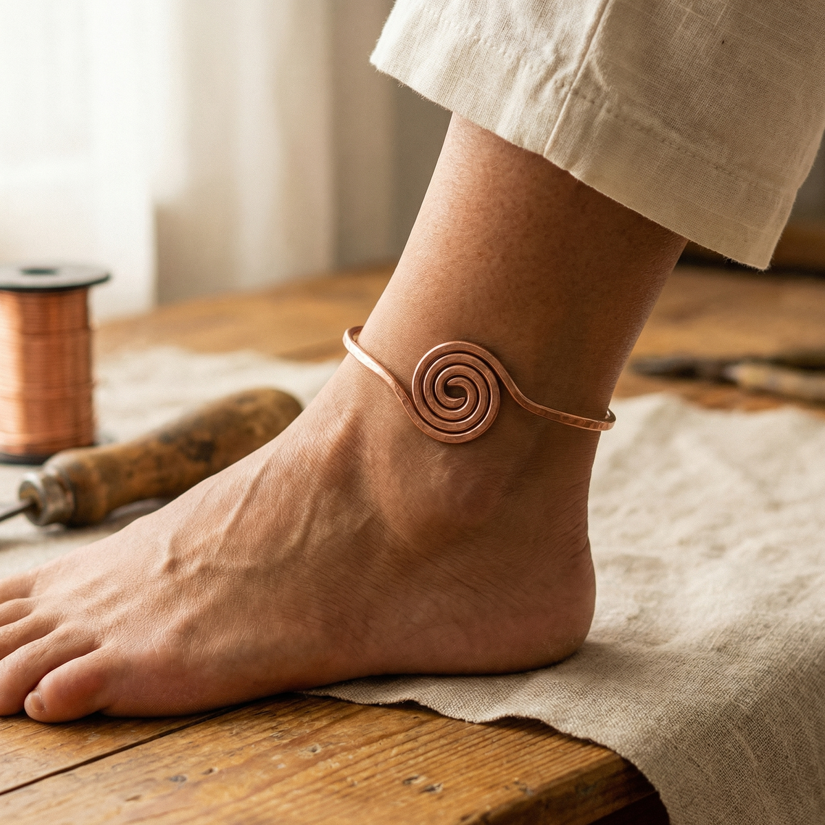 Harris' Coil Copper Anklet