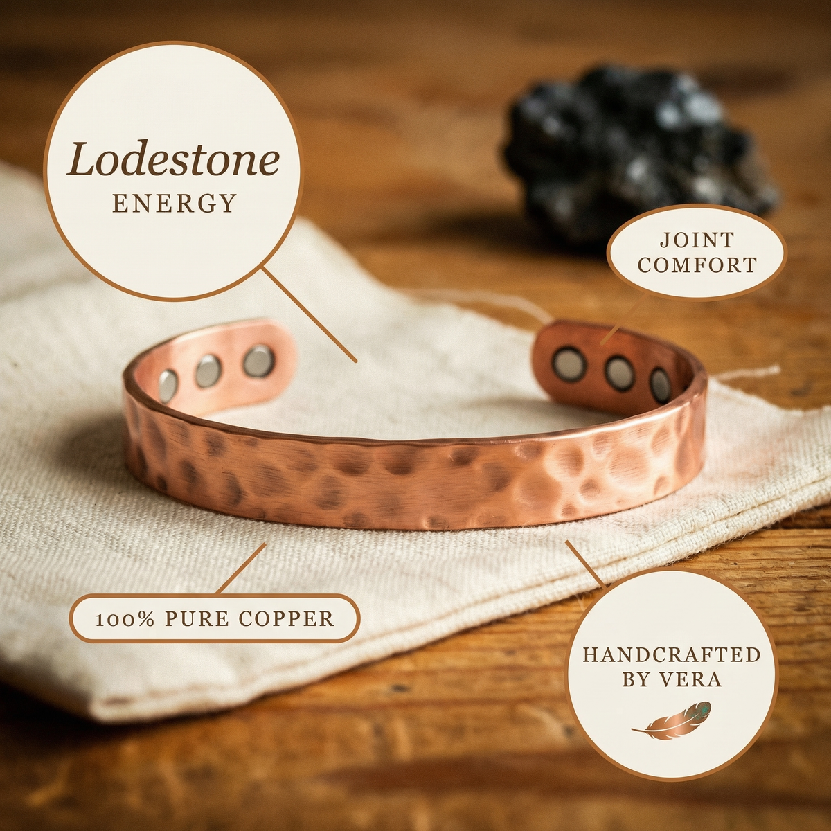 Harris' Lodestone Copper Bracelet