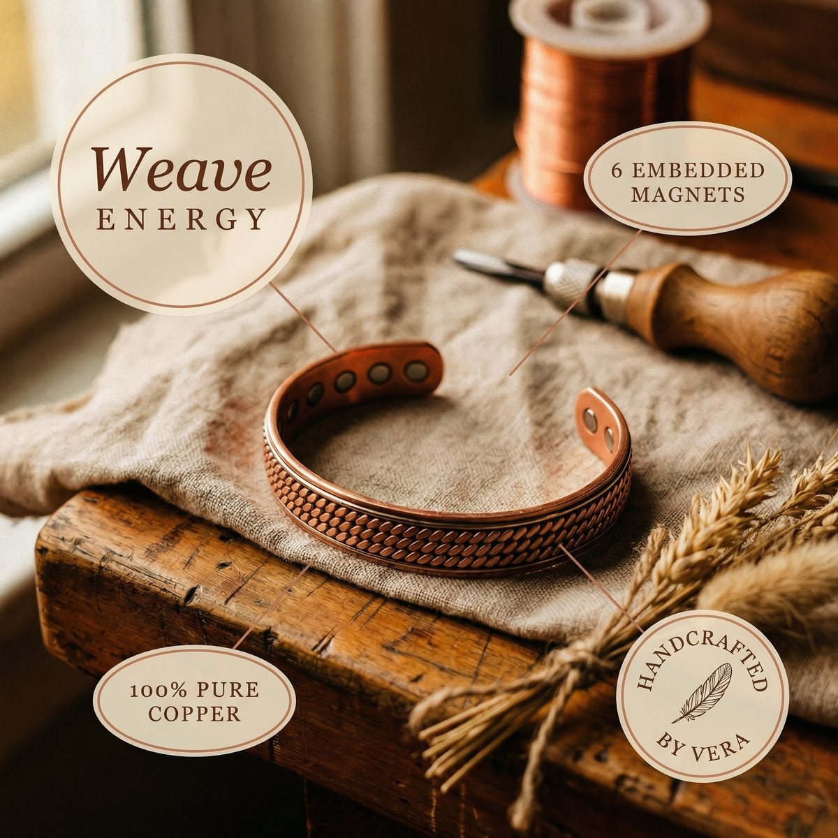 Harris' Wave Copper Bracelet