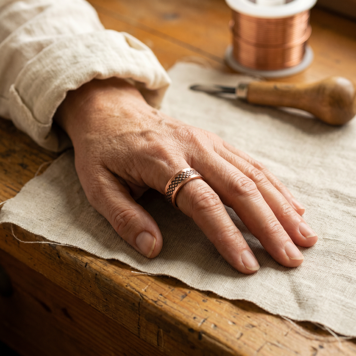 Harris' Grid Copper Ring