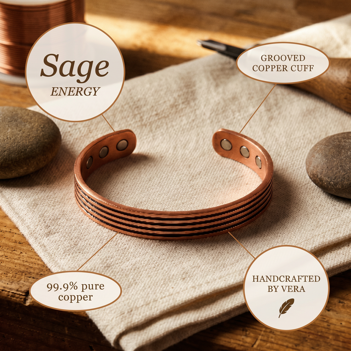 Harris' Sage Copper Bracelet