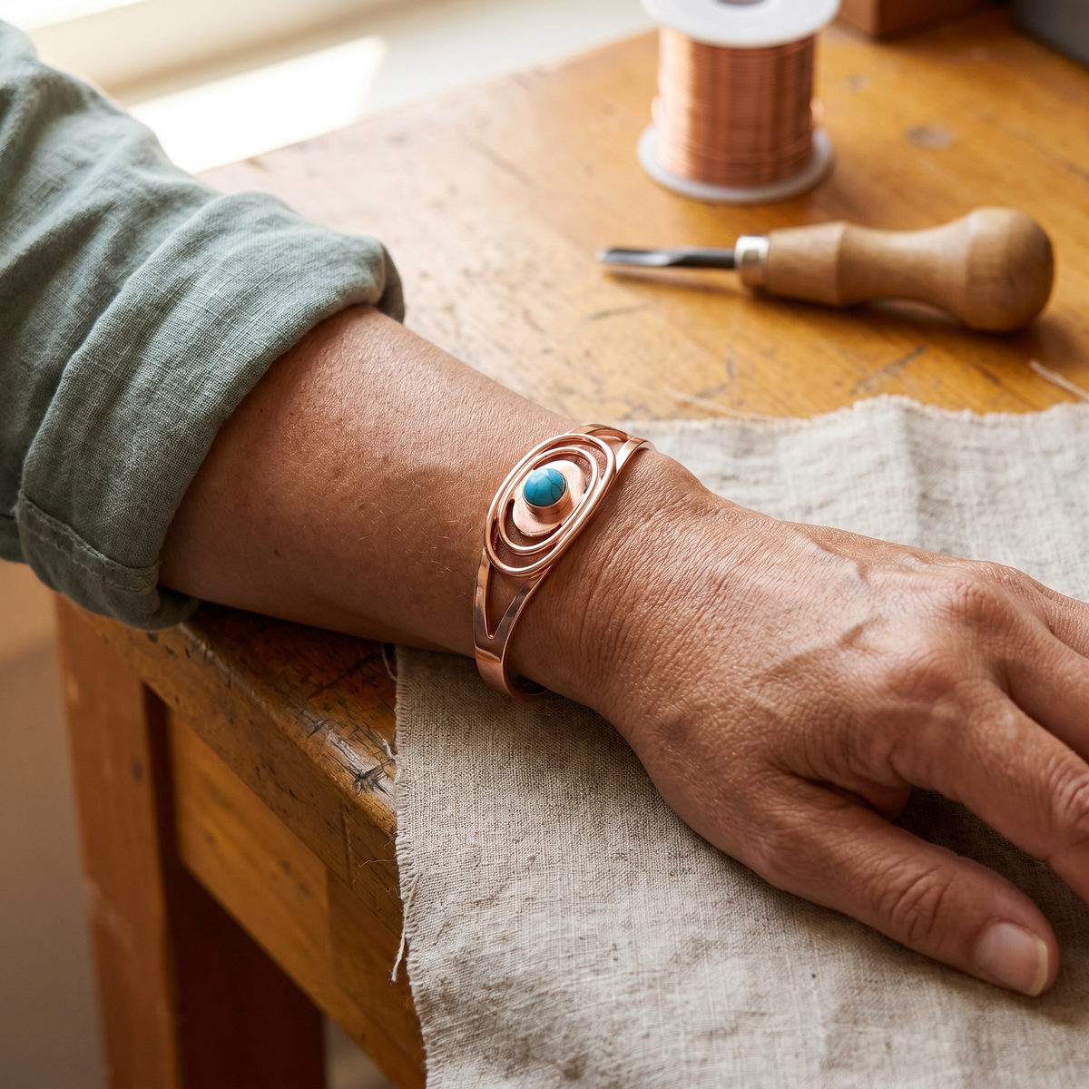 Harris' Sedge Copper Bracelet