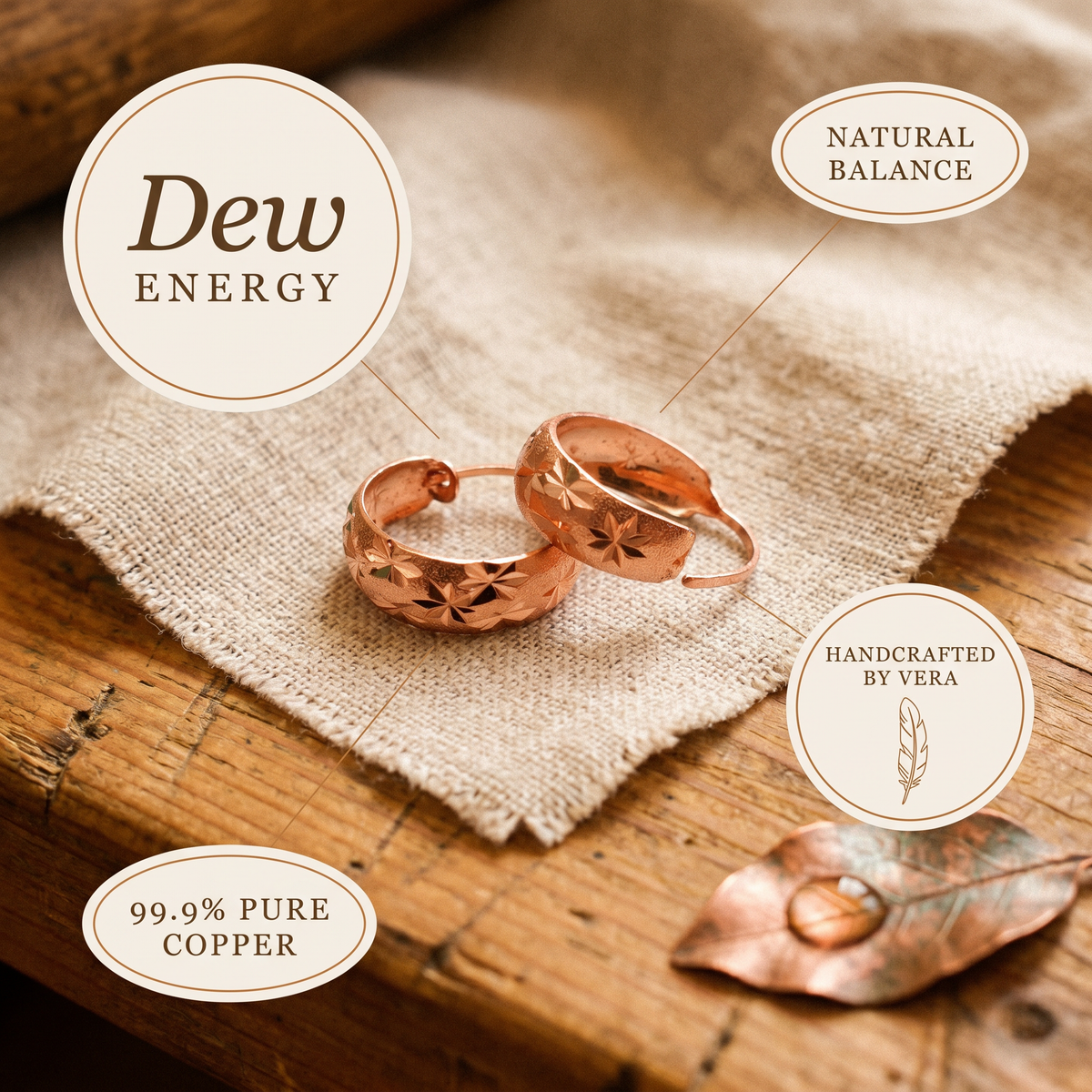 Harris' Dew Copper Earrings