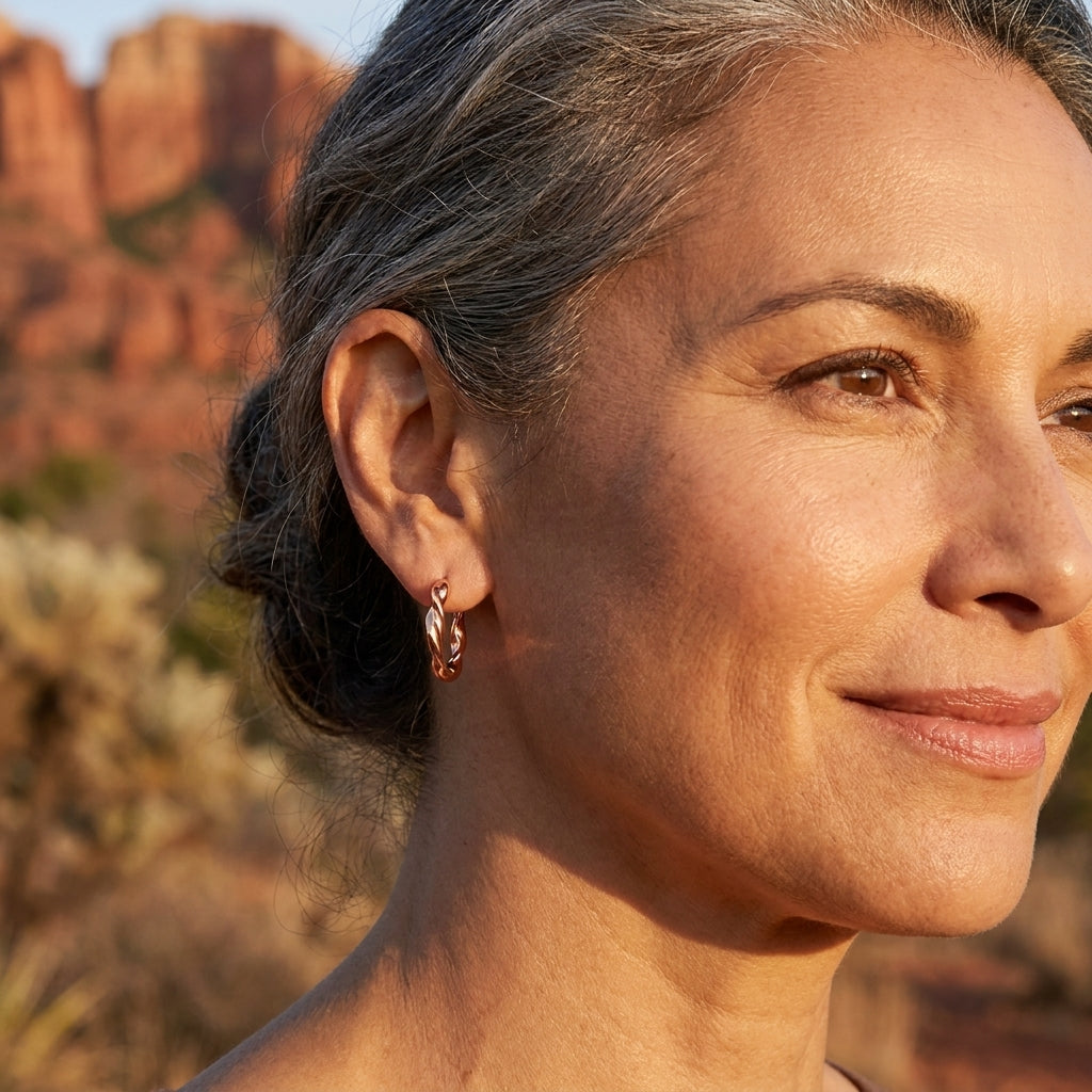 Harris' Wren Copper Hoop Earrings