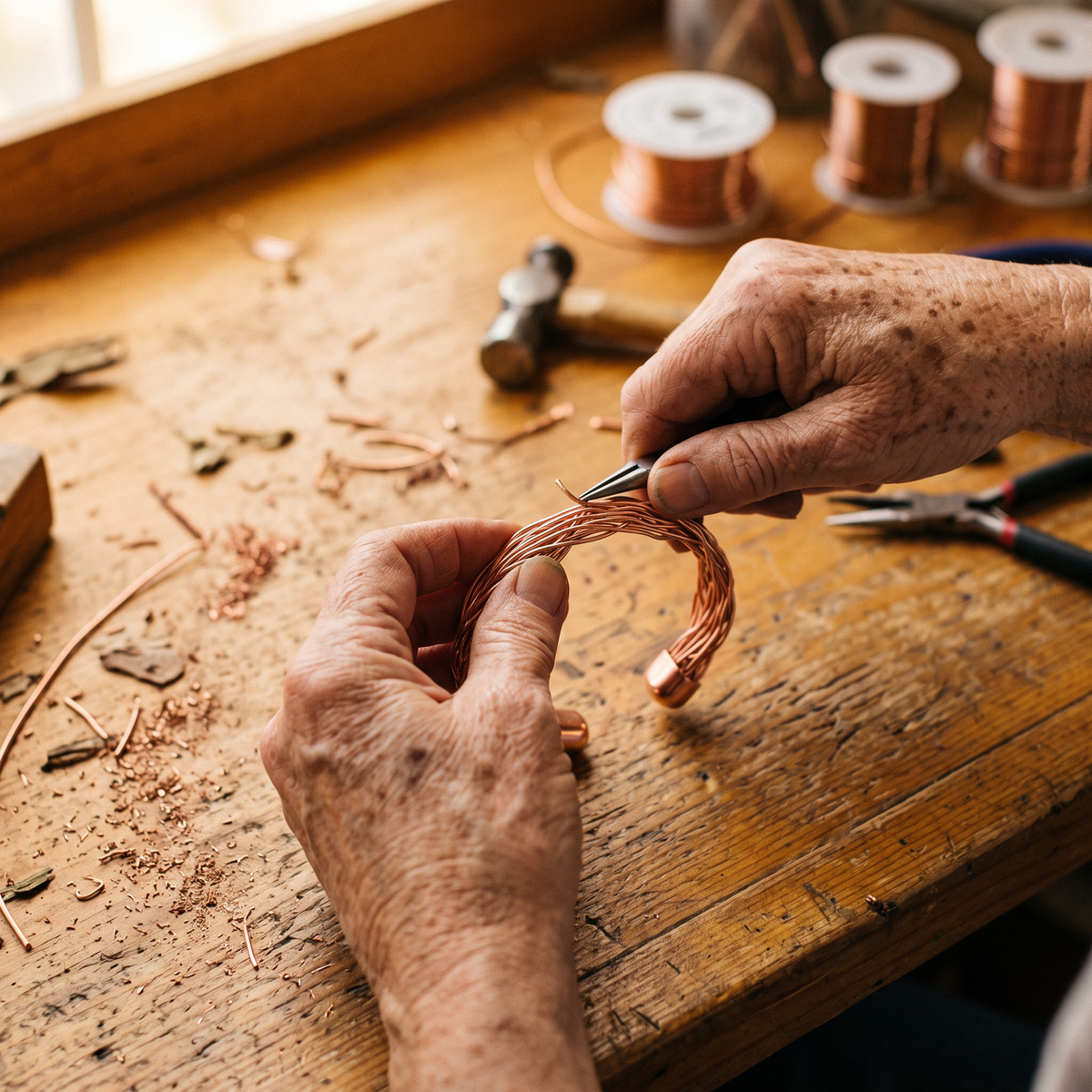 Harris' Elm Copper Cuff Bracelet