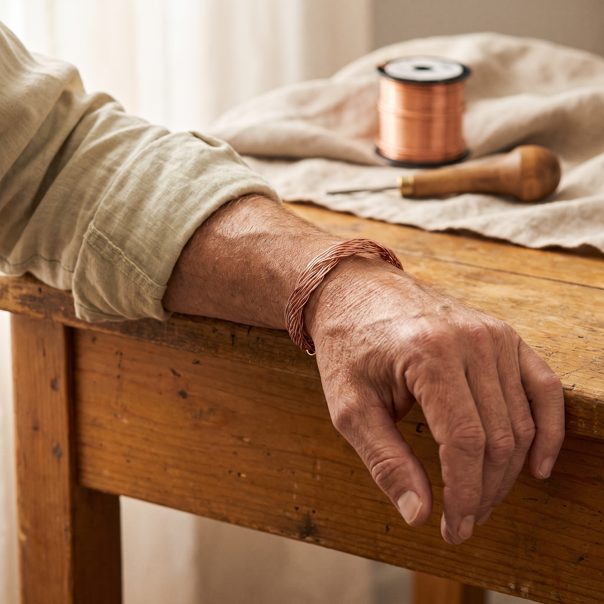 Harris' Elm Copper Cuff Bracelet
