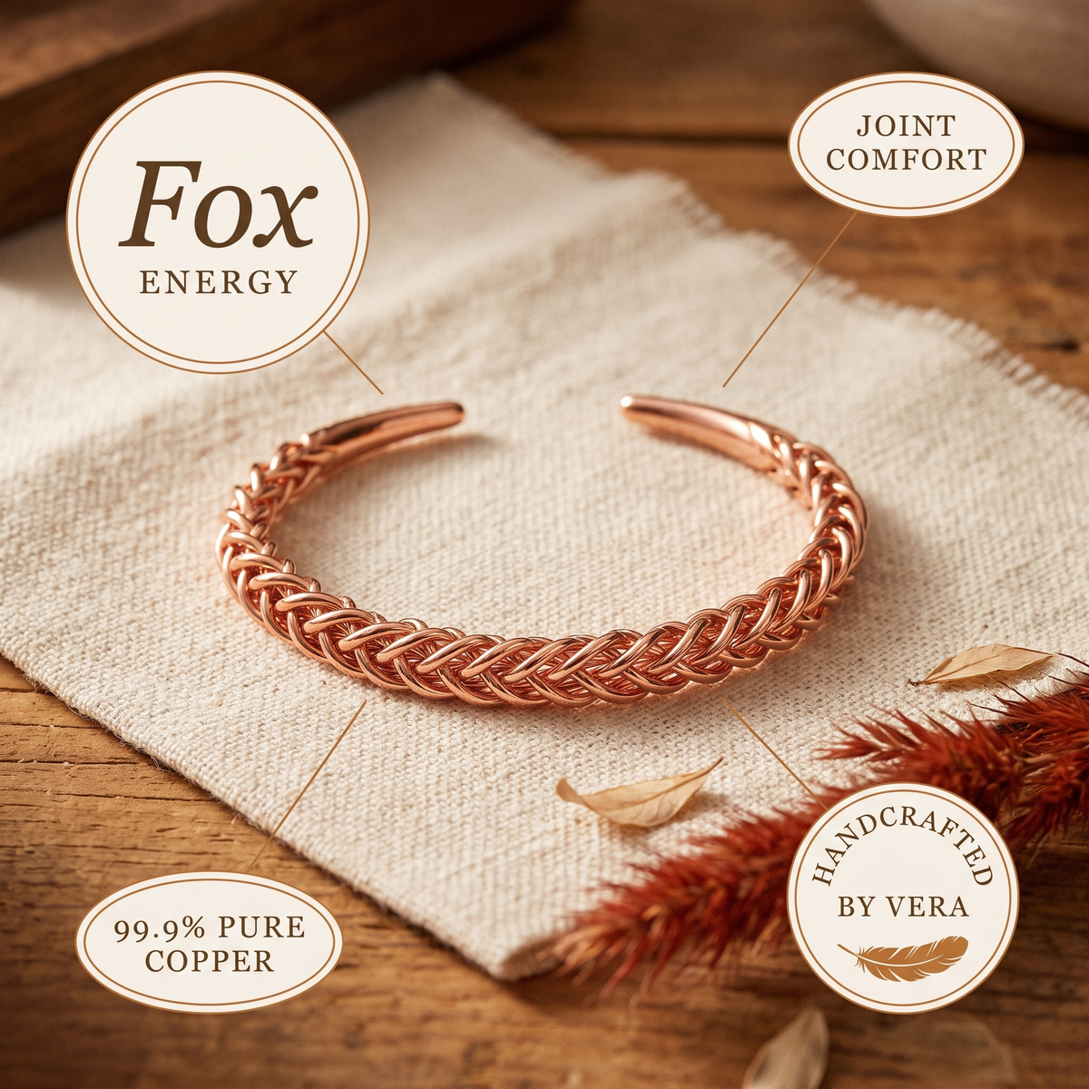 Harris' Fox Copper Bracelet