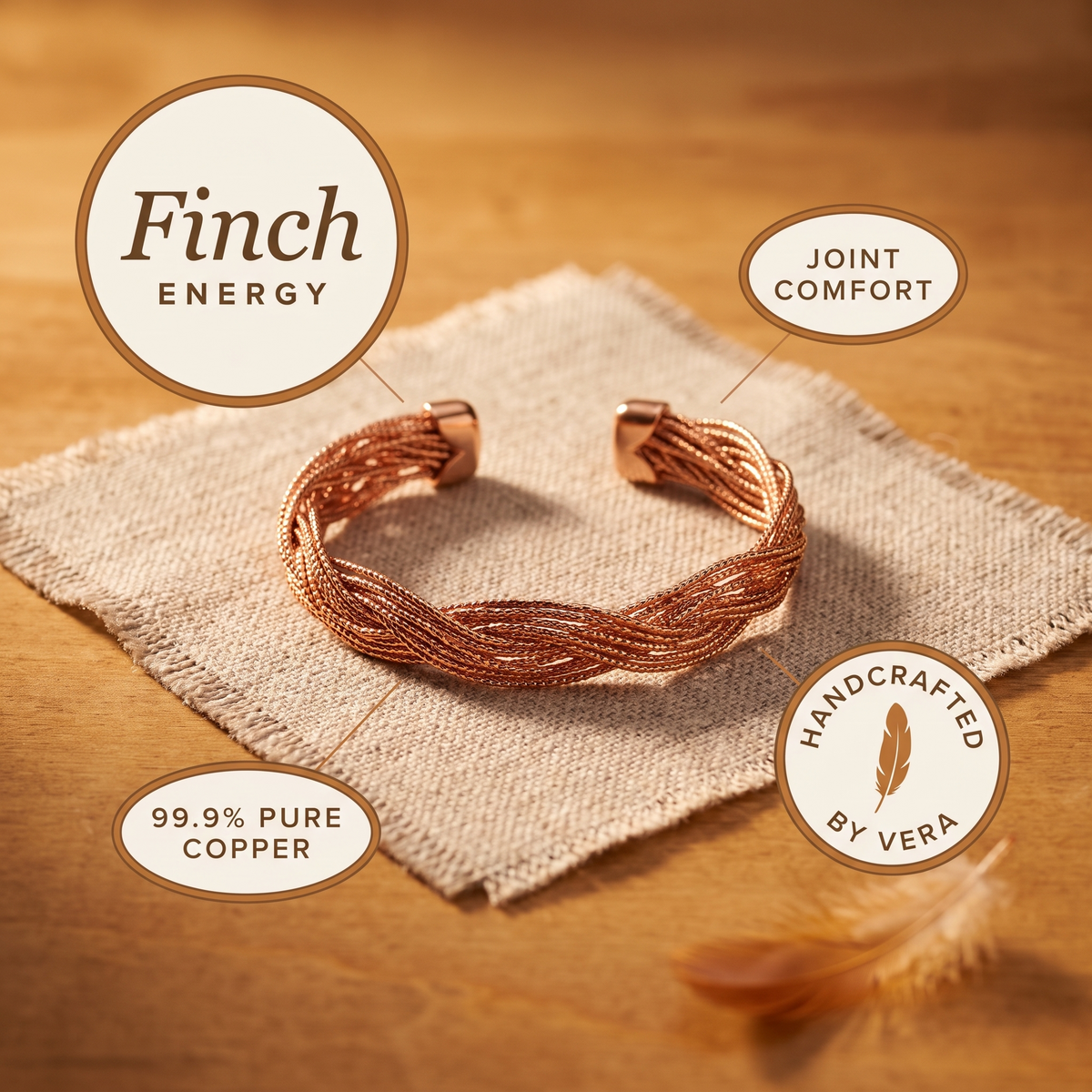 Harris' Finch Copper Bracelet