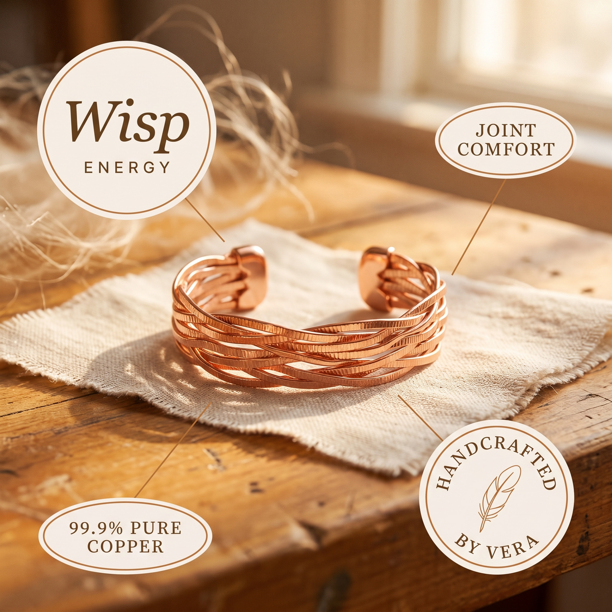 Harris' Wisp Copper Bracelet