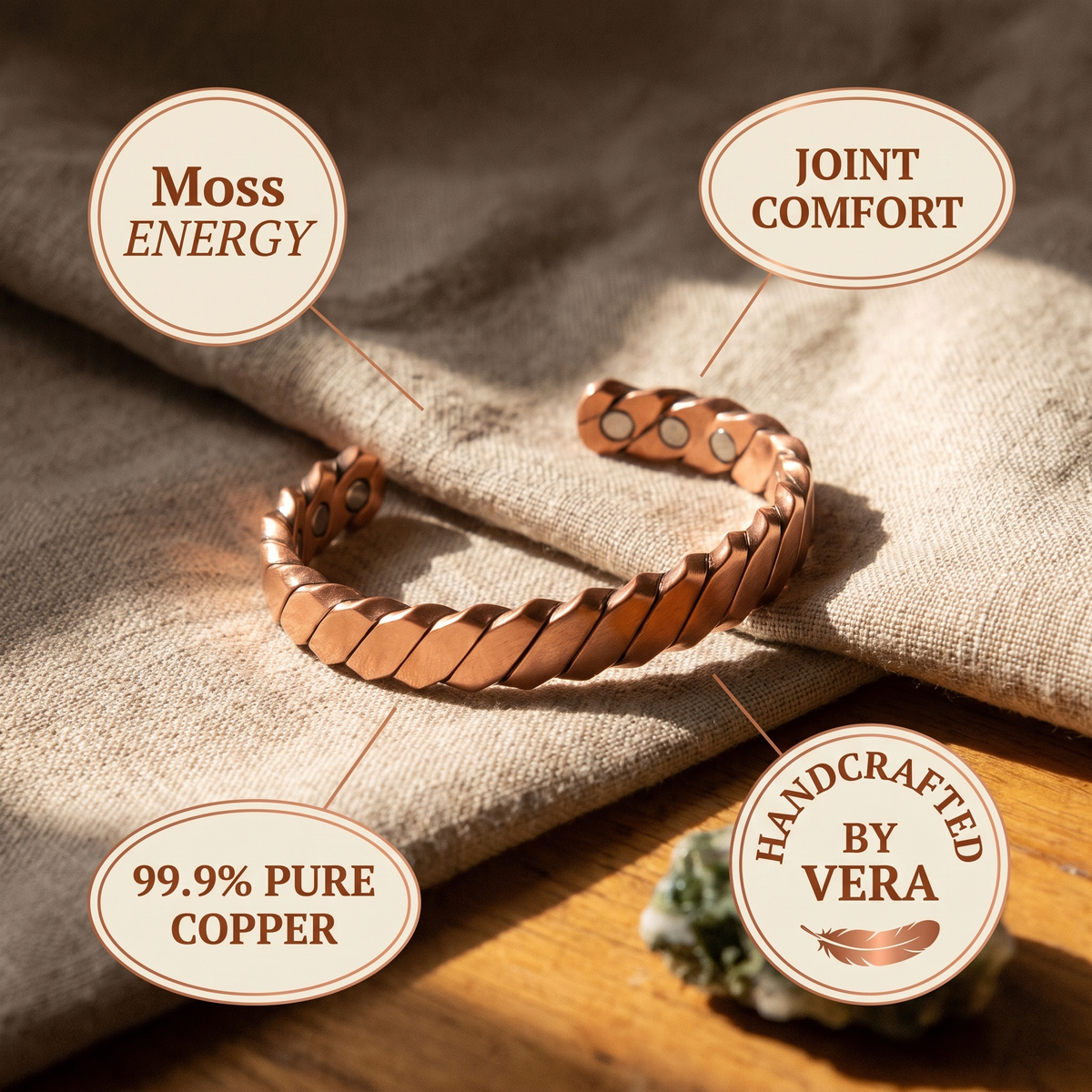 Harris' Moss Copper Bracelet