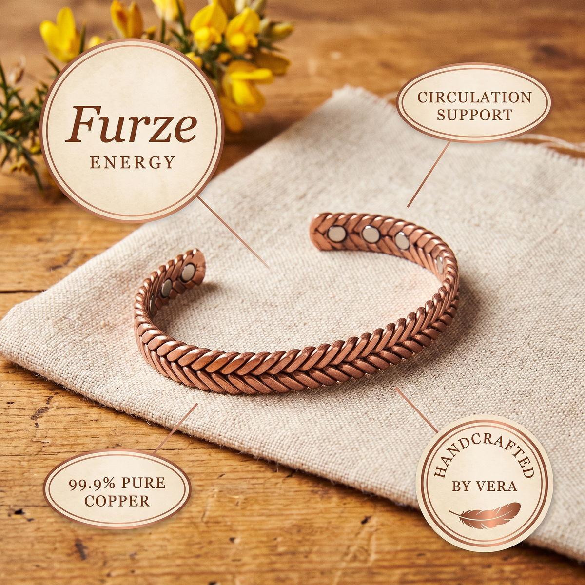 Harris' Furze Copper Bracelet