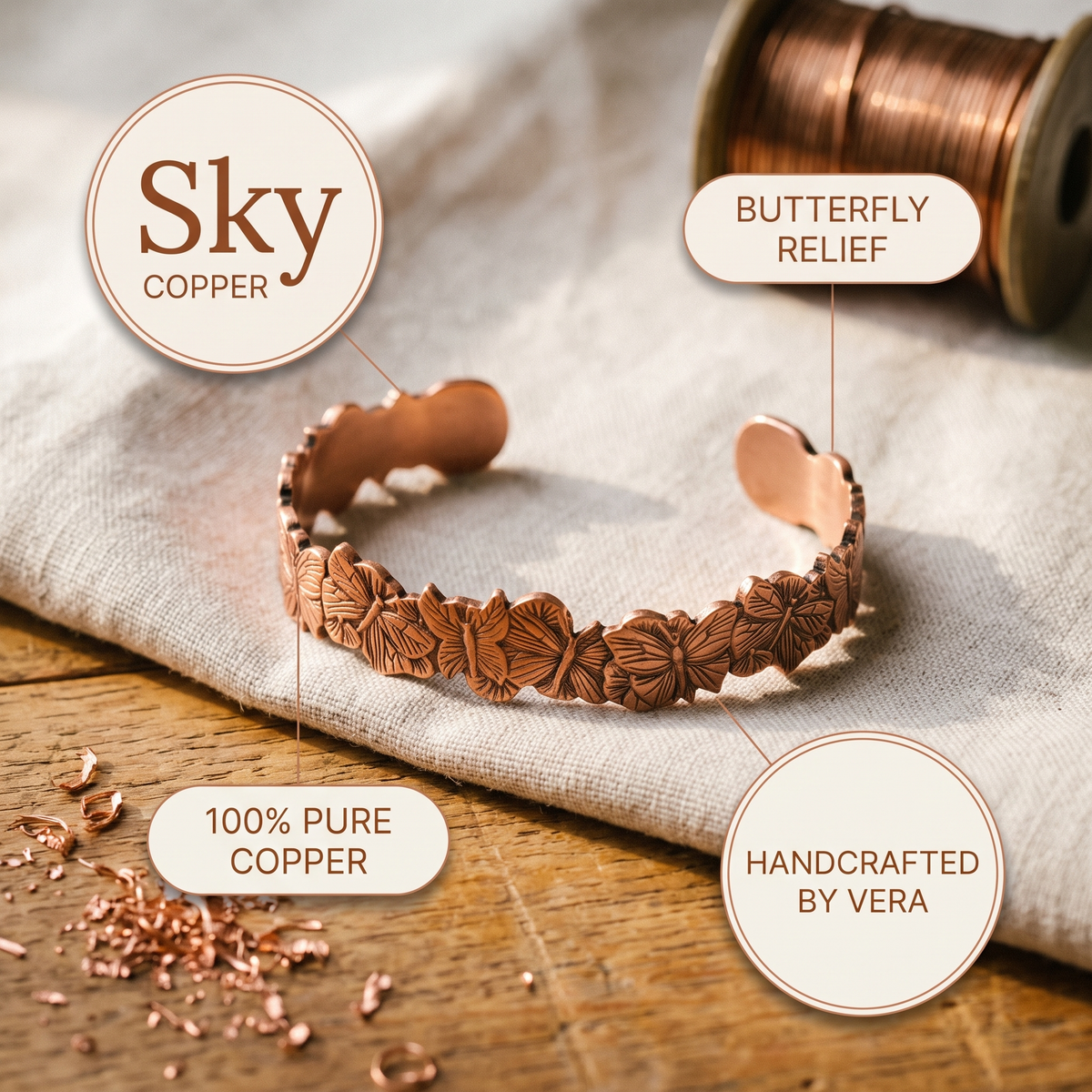 Harris' Sky Copper Bracelet